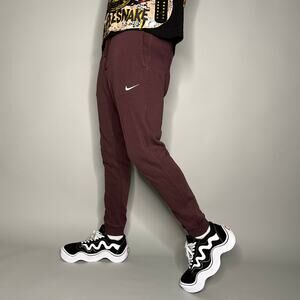 Vintage Y2K Nike Sweatpants Mens M Soccer Slim Fit Chocolate Brown Cotton Jogger